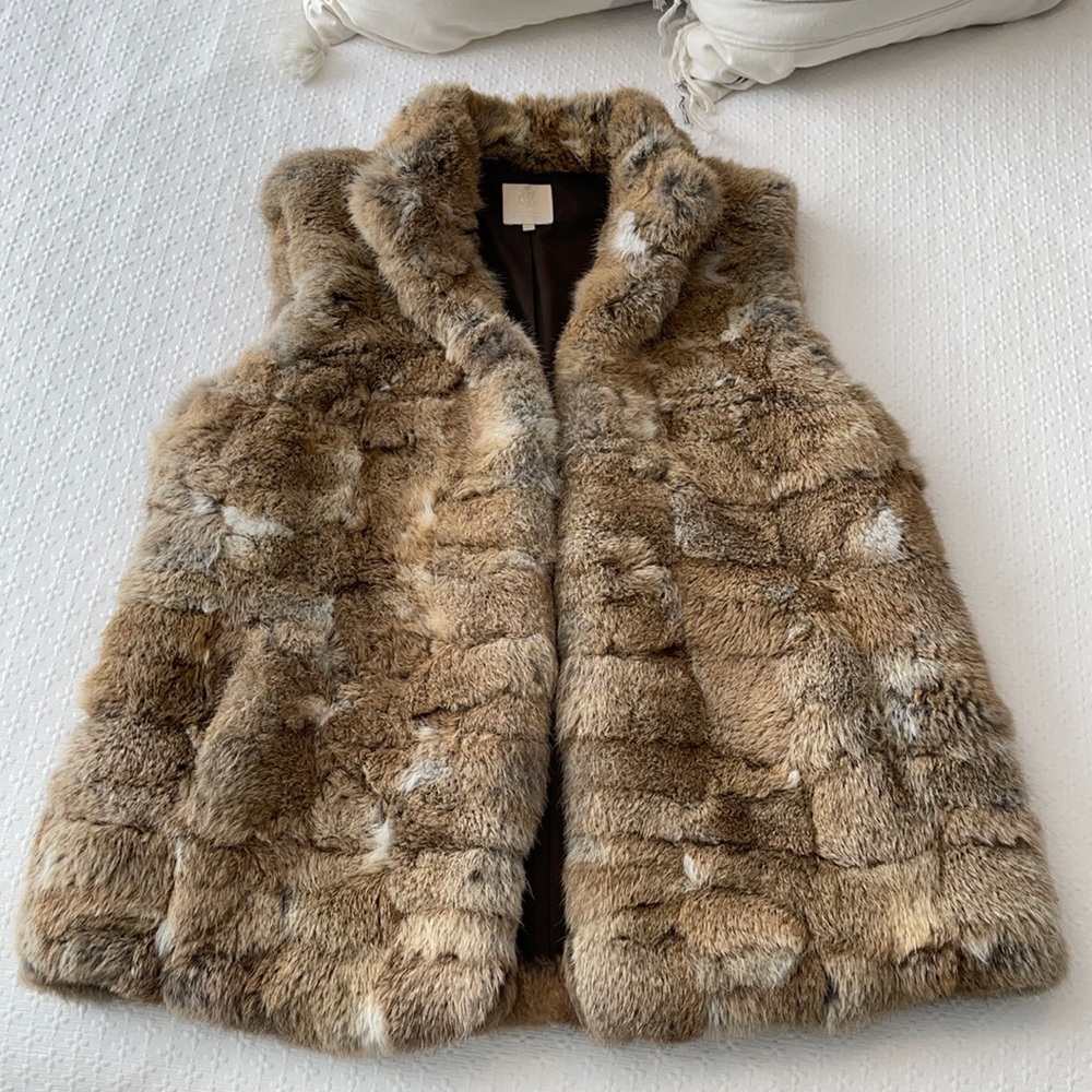 Vince Camuto Signature Rabbit Fur Vest